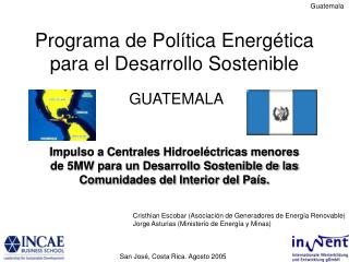 Programa de PolÃ­tica EnergÃ©tica para el Desarrollo Sostenible