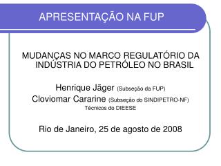 APRESENTAÃ‡ÃƒO NA FUP