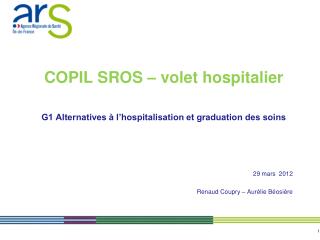 COPIL SROS â€“ volet hospitalier G1 Alternatives Ã  lâ€™hospitalisation et graduation des soins