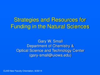 Strategies and Resources for Funding in the Natural Sciences
