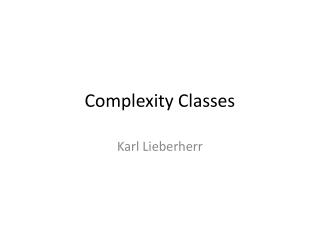 Complexity Classes