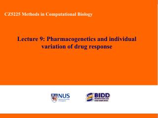 Lecture 9: Pharmacogenetics and individual variation of drug response