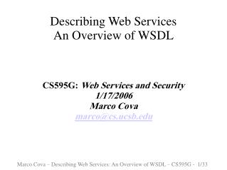 Describing Web Services An Overview of WSDL