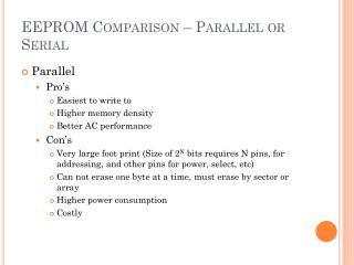 EEPROM Comparison â€“ Parallel or Serial