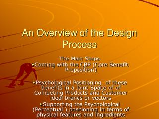 An Overview of the Design Process