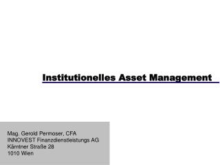 Institutionelles Asset Management