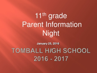 Tomball H I gh School 2016 - 2017