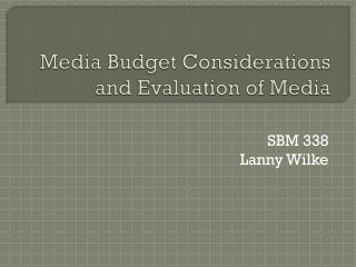 Media Budget Considerations and Evaluation of Media