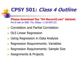 CPSY 501: Class 4 Outline