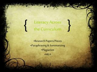 Literacy Across the Curriculum