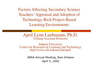 AERA Annual Meeting, New Orleans April 5, 2002