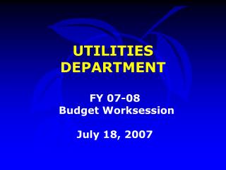 UTILITIES DEPARTMENT