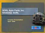 SORL Auto Parts, Inc. NASDAQ: SORL