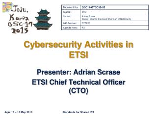 Cybersecurity Activities in ETSI