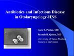 Antibiotics and Infectious Disease in Otolaryngology-HNS