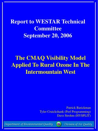 Report to WESTAR Technical Committee September 20, 2006