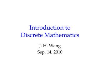 Introduction to Discrete Mathematics