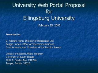 University Web Portal Proposal for Ellingsburg University