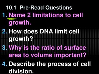 10.1 Pre-Read Questions