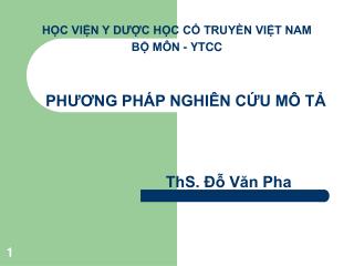 PHƯƠNG PHÁP NGHIÊN CỨU MÔ TẢ