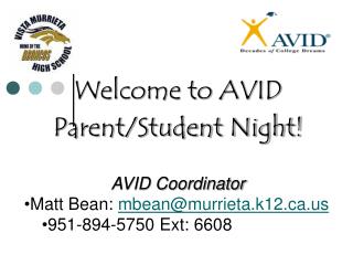 Welcome to AVID Parent/Student Night!