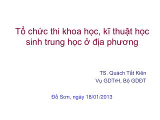 Tổ chức thi khoa học, kĩ thuật học sinh trung học ở địa phương