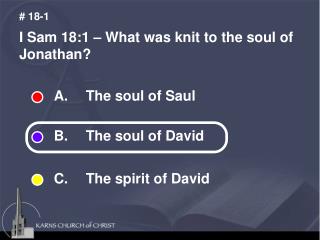 I Sam 18:1 – What was knit to the soul of Jonathan?