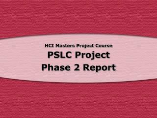HCI Masters Project Course