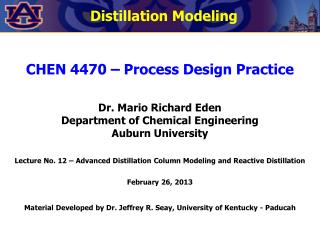 CHEN 4470 – Process Design Practice