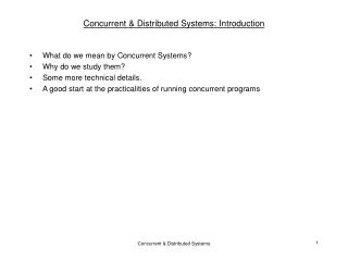 Concurrent &amp; Distributed Systems: Introduction
