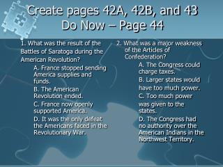 Create pages 42A, 42B, and 43 Do Now – Page 44