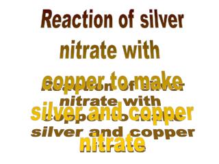 Reaction of silver nitrate with copper to make silver and copper nitrate