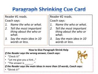 Paragraph Shrinking Cue Card