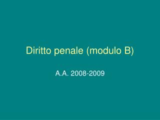 Diritto penale (modulo B)