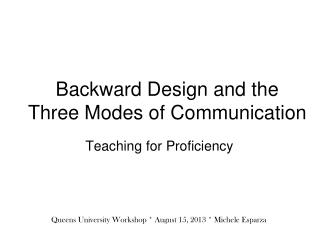 Backward Design and the Three Modes of Communication