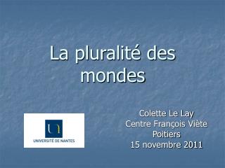 La pluralité des mondes