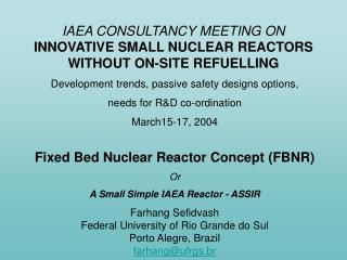 IAEA CONSULTANCY MEETING ON INNOVATIVE SMALL NUCLEAR REACTORS WITHOUT ON-SITE REFUELLING