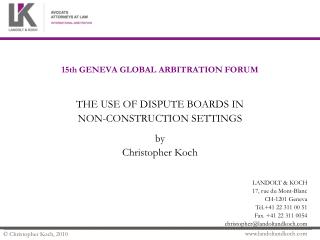 15th GENEVA GLOBAL ARBITRATION FORUM