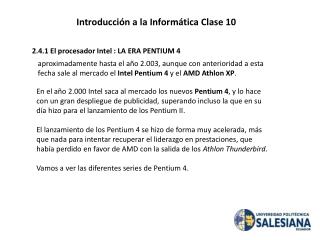 Introducción a la Informática Clase 10