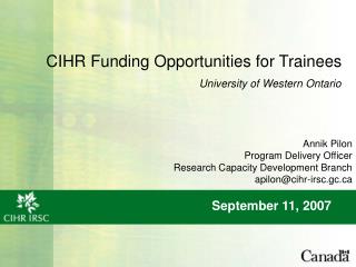 CIHR Funding Opportunities for Trainees