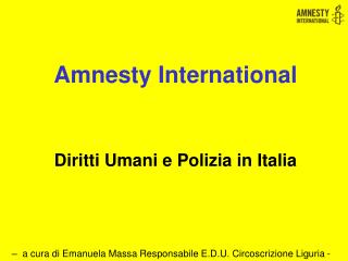 Amnesty International Diritti Umani e Polizia in Italia