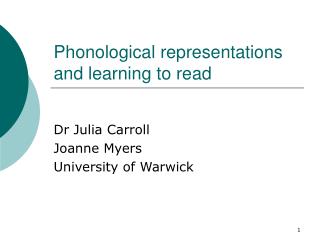 Phonological representations and learning to read