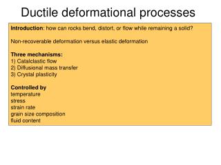Ductile deformational processes de