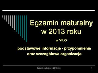 Egzamin maturalny w 2013 roku