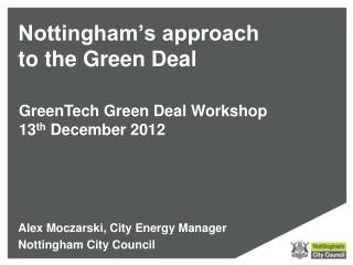 Nottingham’s approach to the Green Deal