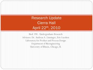 Research Update Cierra Hall April 22 th , 2010