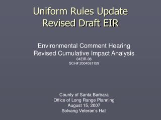 Uniform Rules Update Revised Draft EIR