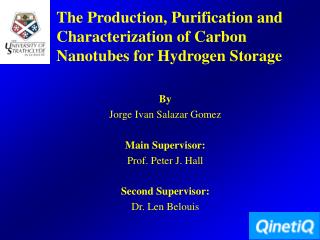 The Production, Purification and Characterization of Carbon Nanotubes for Hydrogen Storage