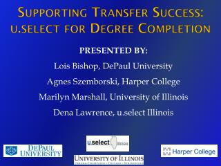 Supporting Transfer Success: u.select for Degree Completion