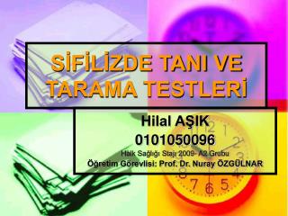 SİFİLİZDE TANI VE TARAMA TESTLERİ